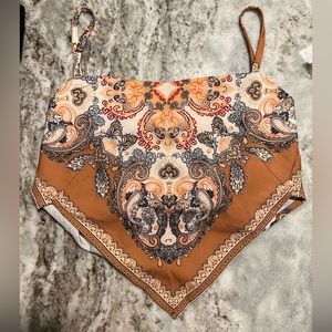 Bandana style crop top with tie back